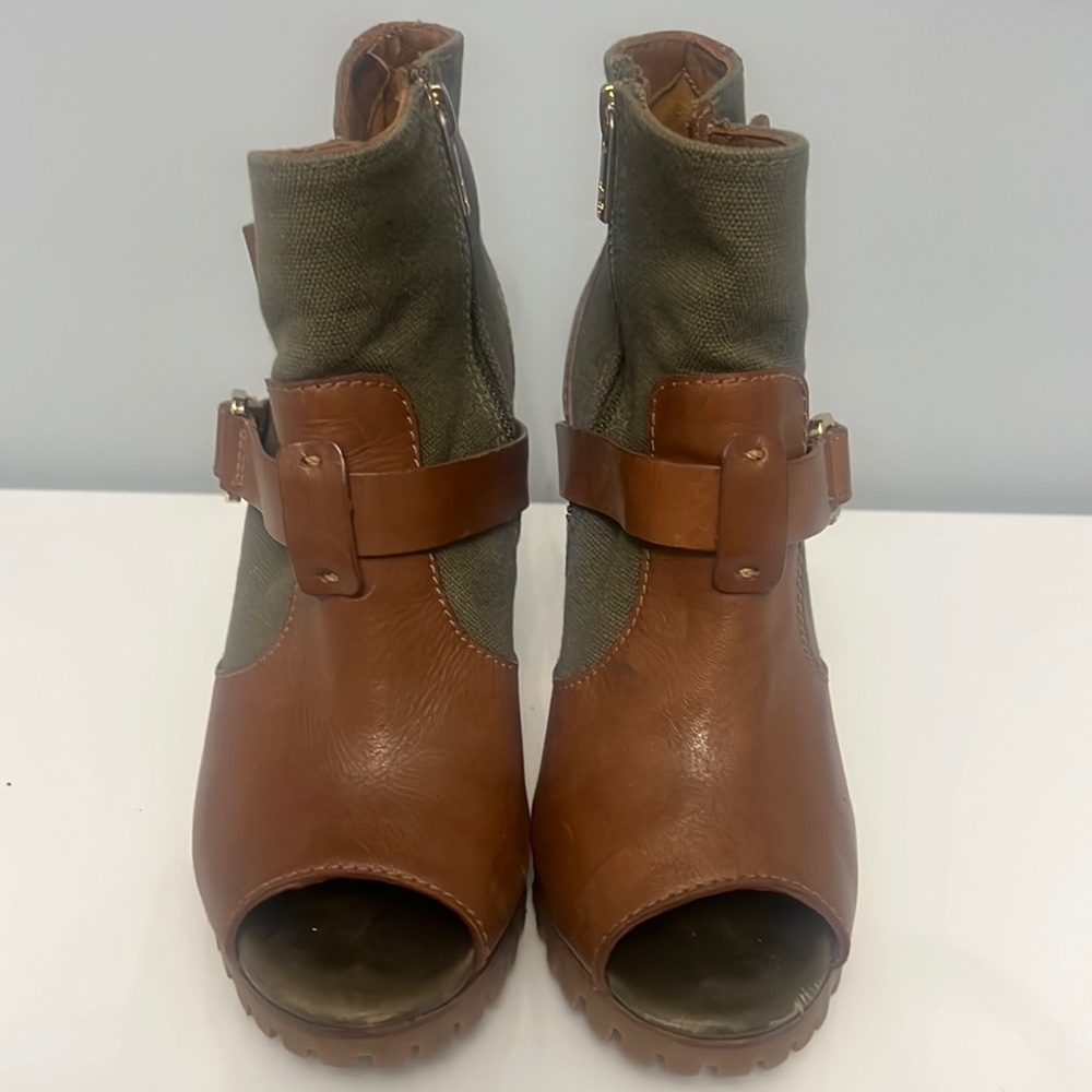 Tory Burch open toe boot heel